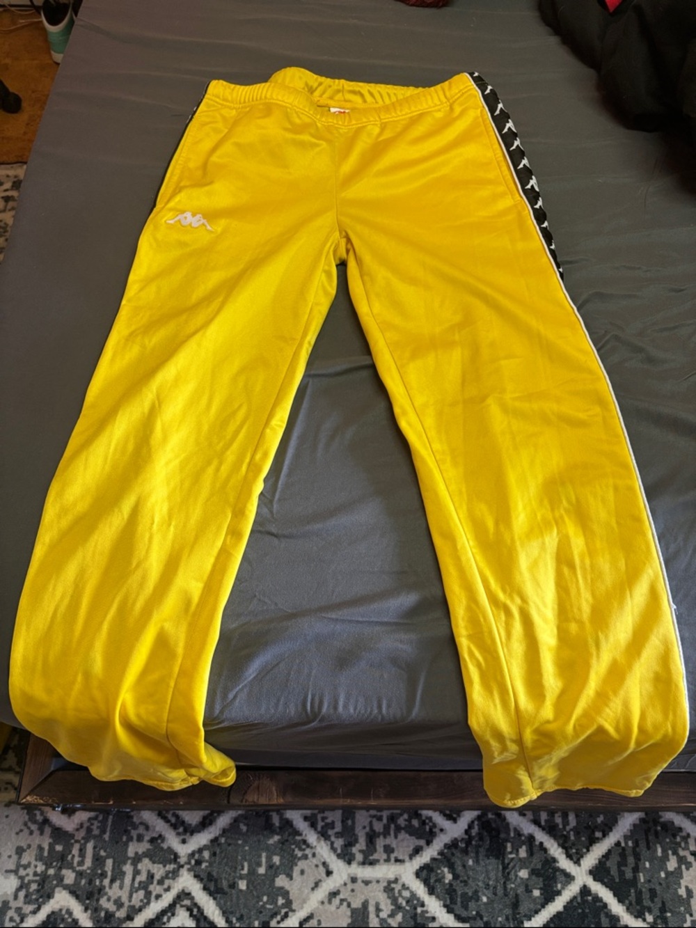 Kappa Bright Yellow Track Pants With Functional Snap Buttons